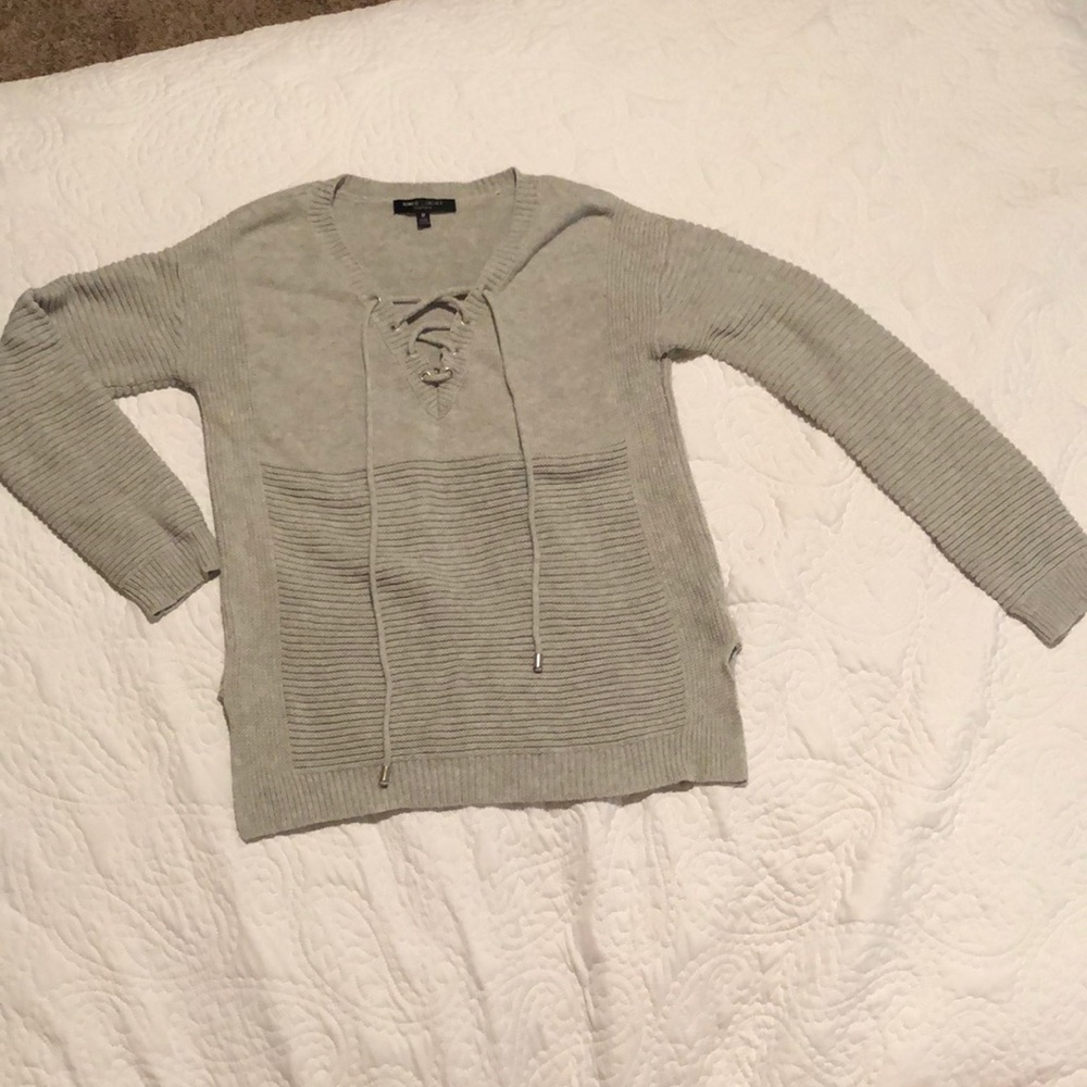 Romeo & Juliet Couture Lace Up Ribbed Knit Sweater